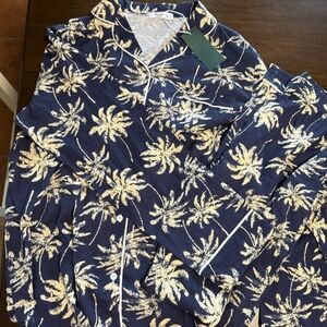 Navy Palm Tree Print Women’s PJ Set
